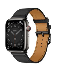 Apple Watch Hermès Series 8 GPS + Cellular 45mm Space Black Stainless Steel Case with Noir Single Tour
